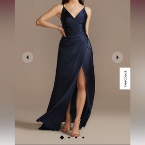 Galina Signature charmeuse draped Strappy bridesmaids gown